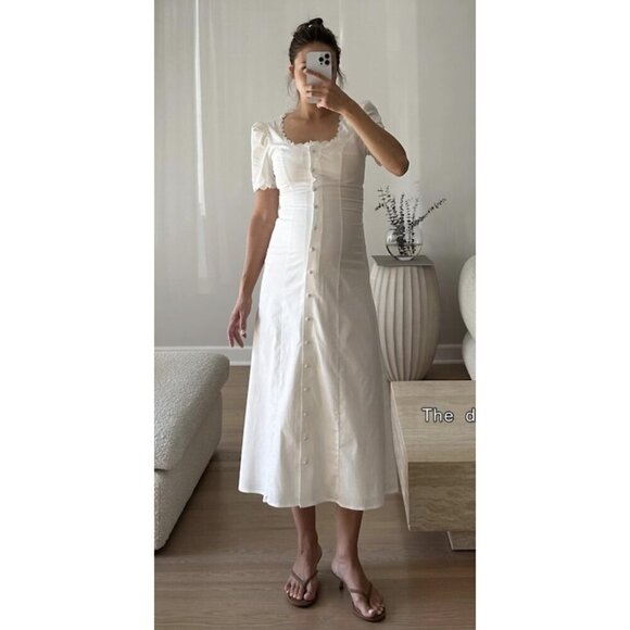 Reformation Dresses & Skirts - REFORMATION Alida Organic Cotton Button-Up Midi Dress in White Size US 4